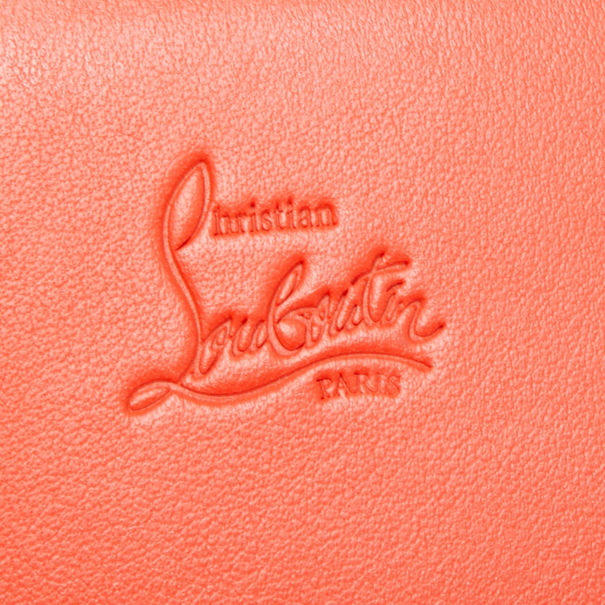Christian Louboutin Orange Leather Paloma Spiked Chain Clutch 5