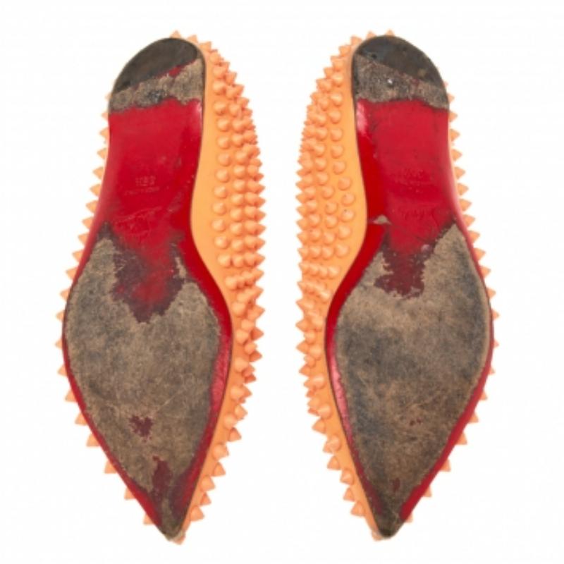 Christian Louboutin Orange Leder Spiked Ballettschuhe mit Spikes Größe 35.5 3