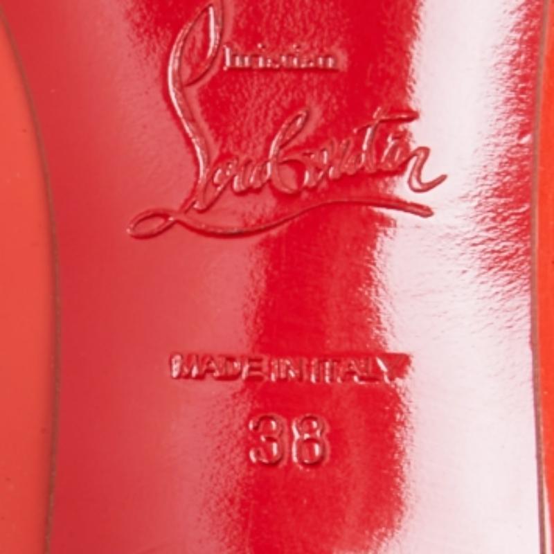 Christian Louboutin Orange Patent Leather Piou Piou Pumps Size 38 For Sale 4