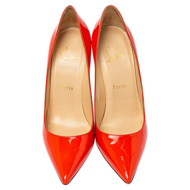 Christian Louboutin Orange Patent Leather So Kate Pumps size 38 at 1stDibs