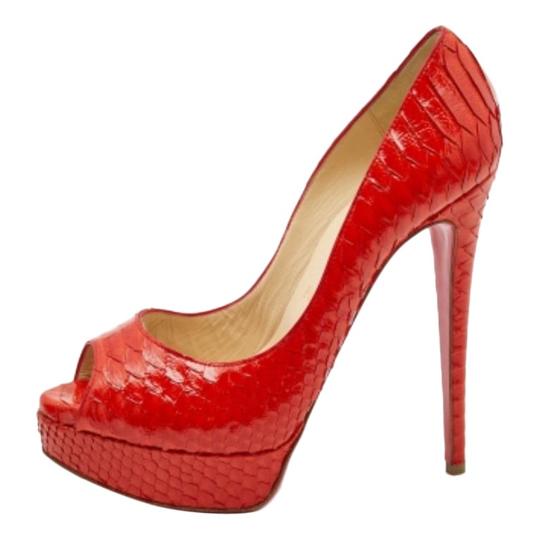 Christian Louboutin Pumps Lady Peep in pitone arancione misura 39,5