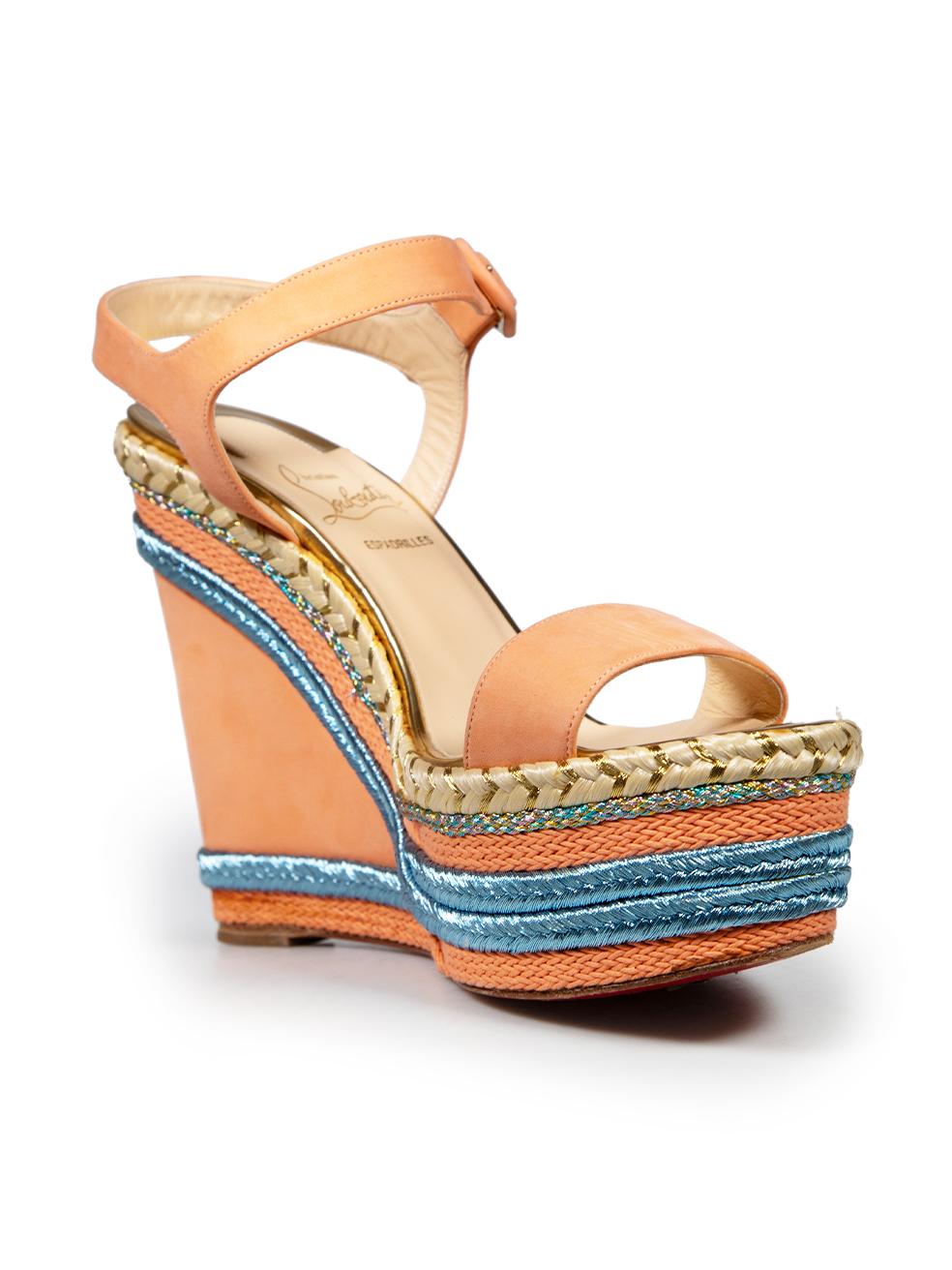 CONDITION is Very good. Minimal wear to the shoes is evident, the heels and the upper insoles have small marks. There is some glue residue from the manufacturer around the edges of the front tips and the edges of the left rear as well as the strap