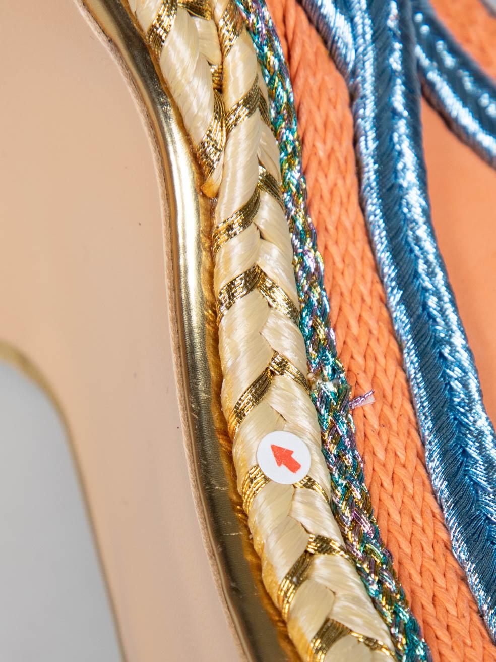 Christian Louboutin Orange Suede Braided Wedges Size IT 39 2