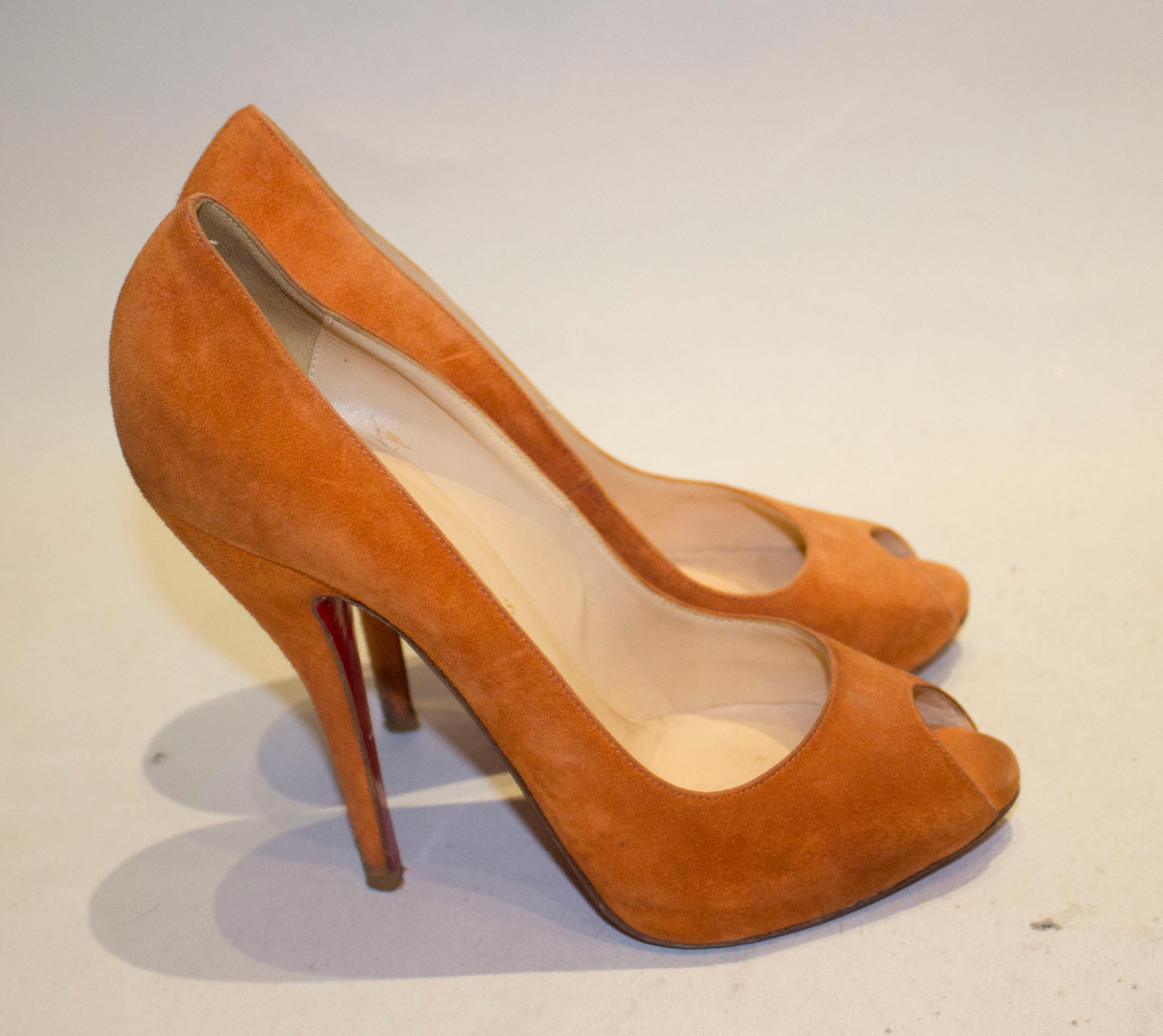 orange suede heels