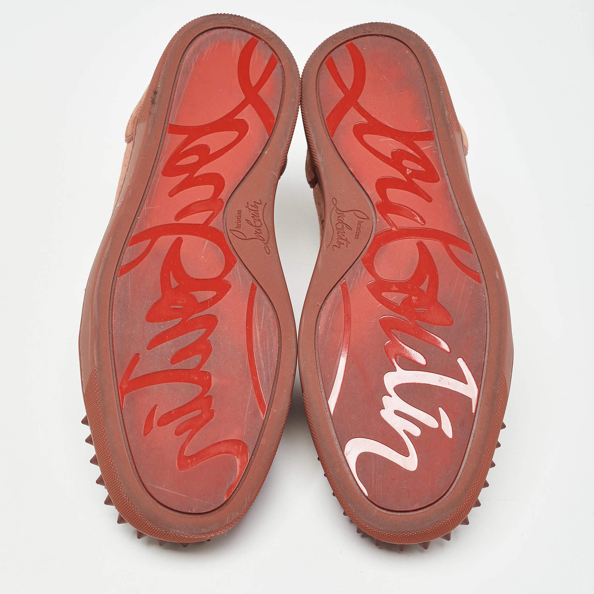 Christian Louboutin Orange Suede Louis Junior Spikes Orlato Sneakers Size 39 1