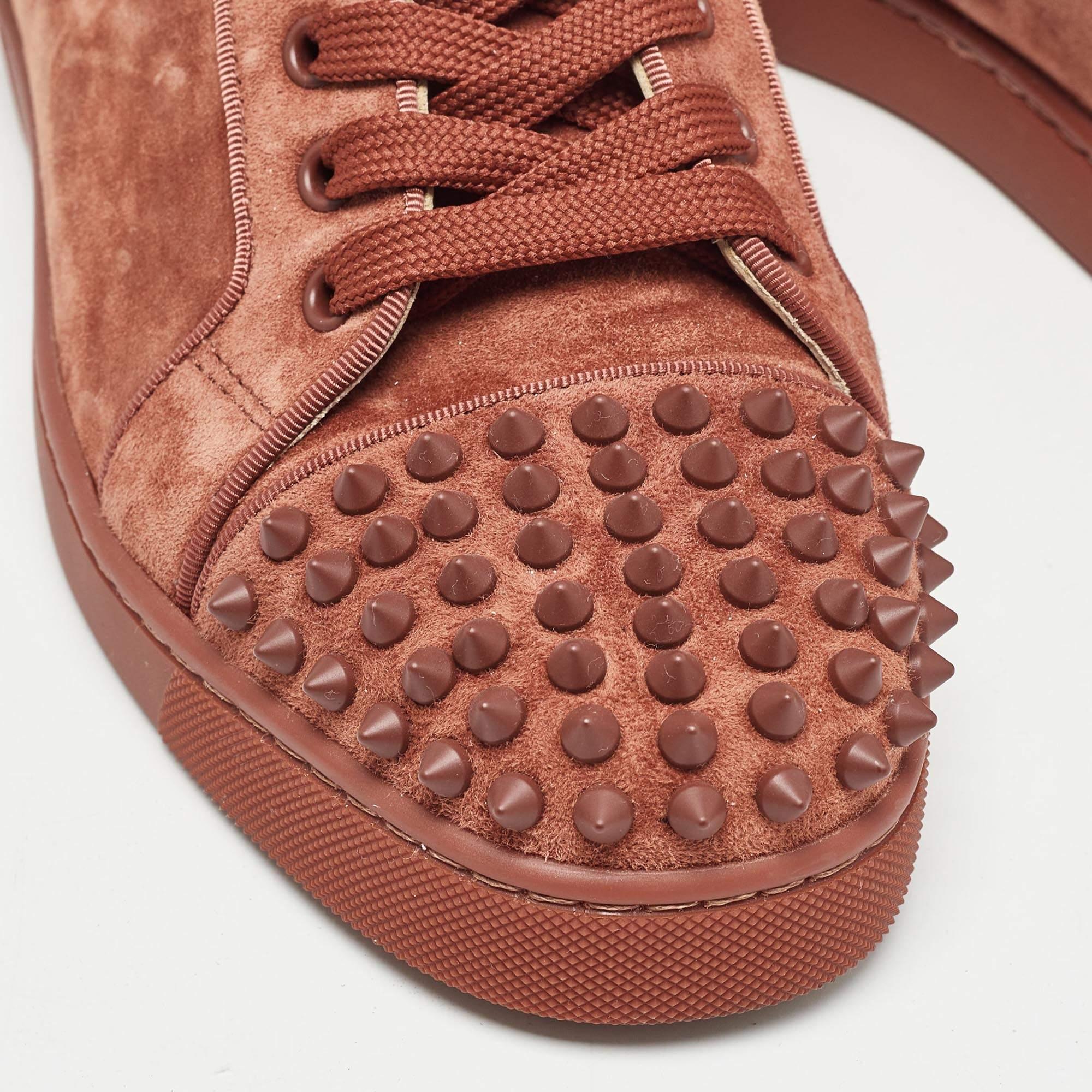 Christian Louboutin Orange Suede Louis Junior Spikes Orlato Sneakers Size 39 2
