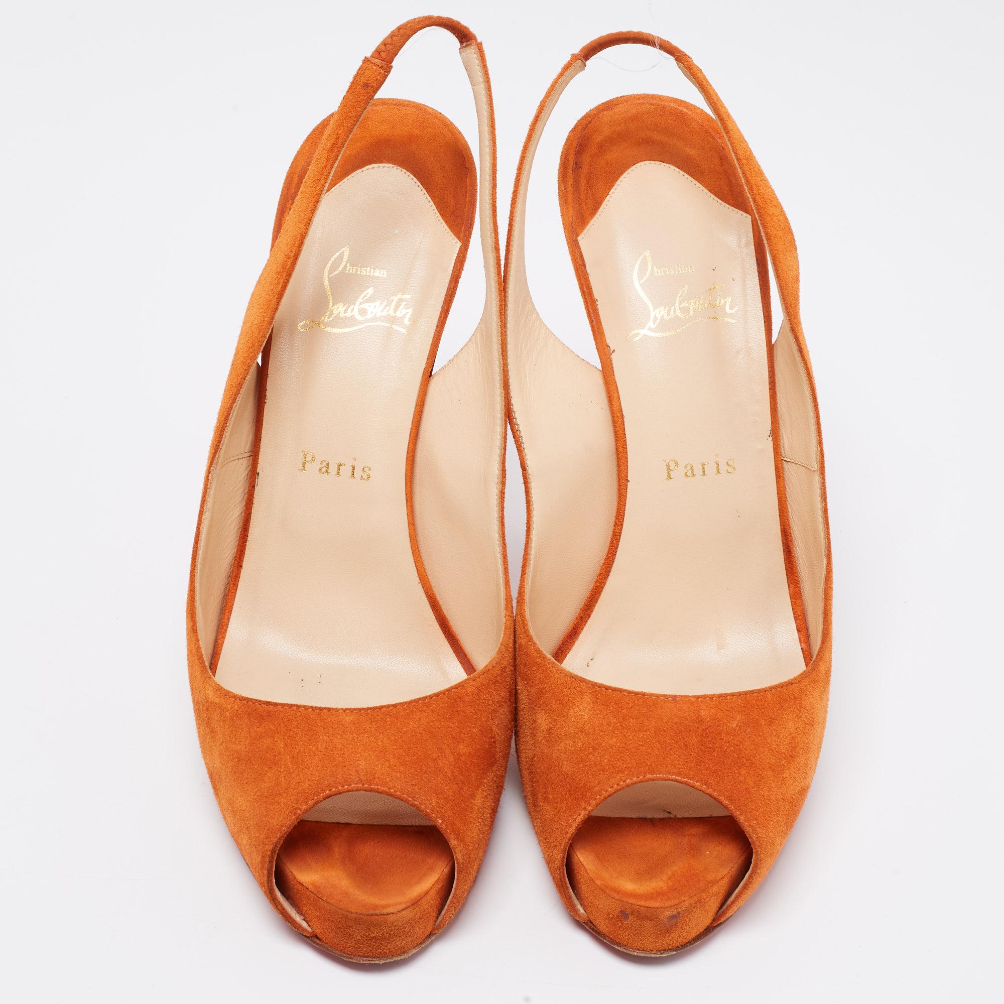 orange sling back heels