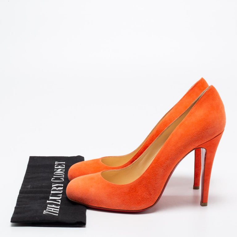 Christian Louboutin Orange Suede Simple Pumps Size 40.5 For Sale at 1stDibs