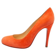 Christian Louboutin Orange Suede Simple Pumps Size 40.5