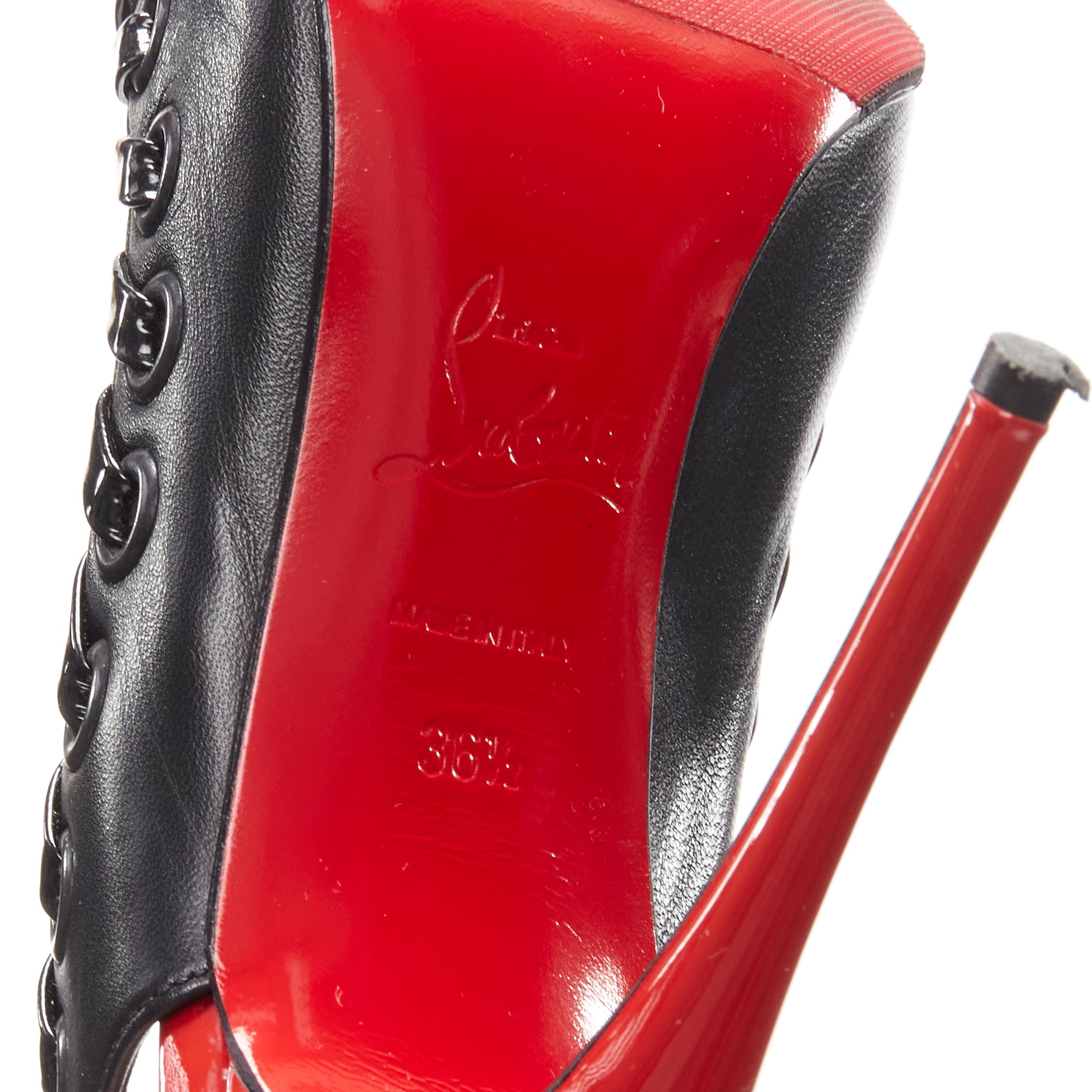 CHRISTIAN LOUBOUTIN Ostri 100 black woven detail sling high heel pumps EU36.5 For Sale 5