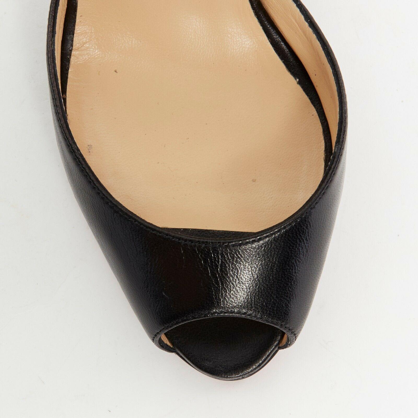 CHRISTIAN LOUBOUTIN Otrot 120 black leather fringe heel peep toe pumps EU37 US7 2