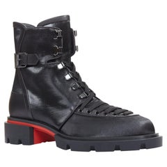 CHRISTIAN LOUBOUTIN Unser „Macademia Flat“ – Combat-Boot aus beschichtetem Toile-Canvas, Größe EU 42