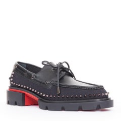 CHRISTIAN LOUBOUTIN Our Steckel black canvas calf leather spike derby EU43 US10