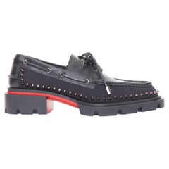 CHRISTIAN LOUBOUTIN Our Steckel black canvas calf leather spike derby EU43 US10