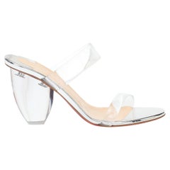 Christian Louboutin "Ovida 85" Mule / Sandale à talons blocs en PVC Taille 36,5
