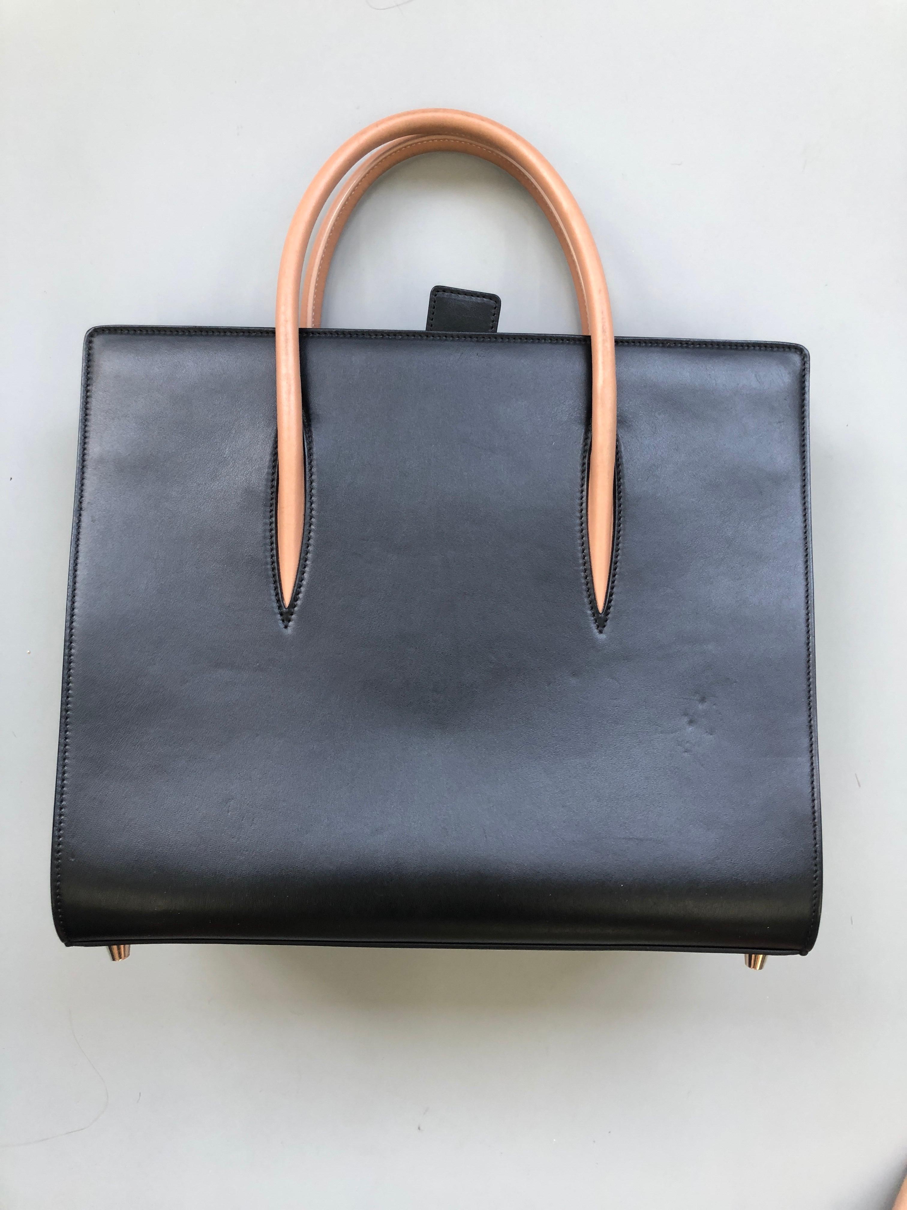 CHRISTIAN LOUBOUTIN Paloma black leopard patent studded medium satchel bag 3