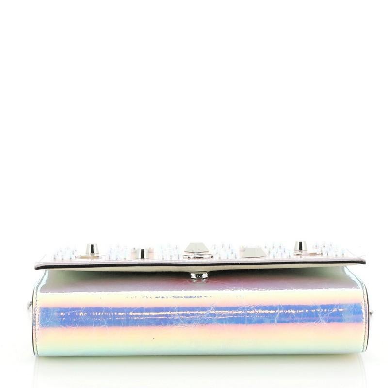 Christian Louboutin Paloma Clutch Holographic Spiked Leather  In Good Condition In NY, NY
