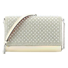 Christian Louboutin Paloma Clutch Holographic Spiked Leather