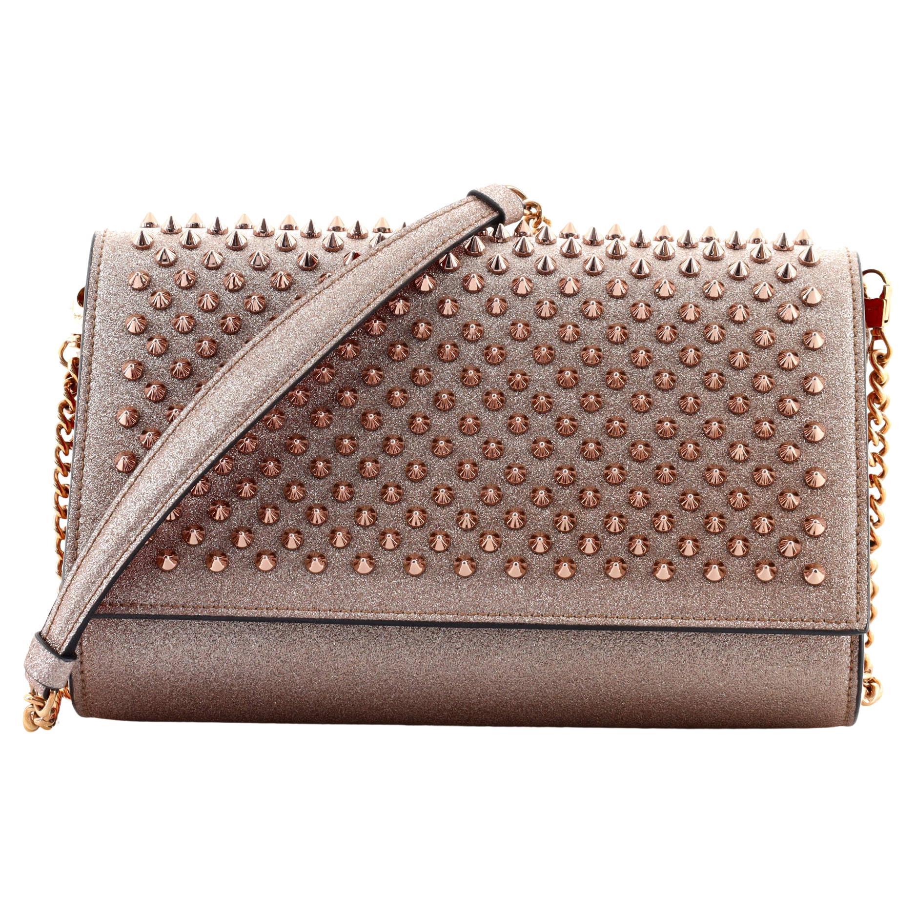 Christian Louboutin Paloma Clutch Spiked Glitter Leather at 1stDibs
