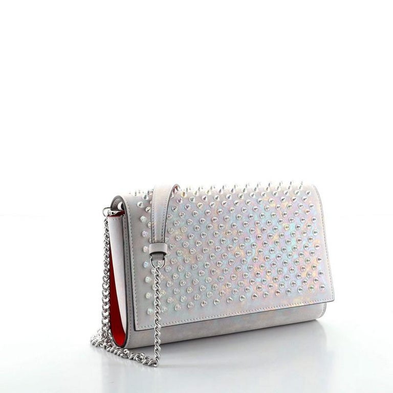 Christian Louboutin Paloma Clutch Spiked Holographic Leather at 1stDibs