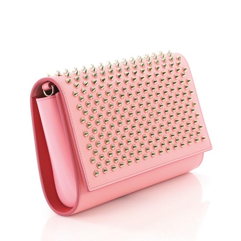 Pink Christian Louboutin Paloma Clutch Spiked Leather