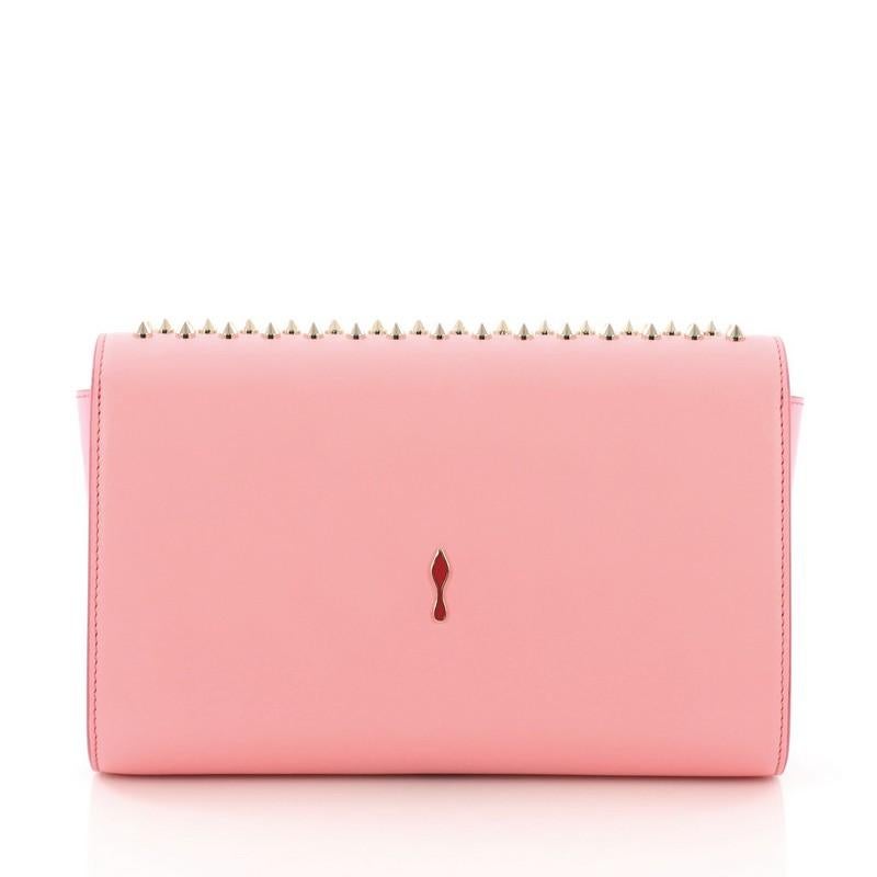 Christian Louboutin Paloma Clutch Spiked Leather In Good Condition In NY, NY