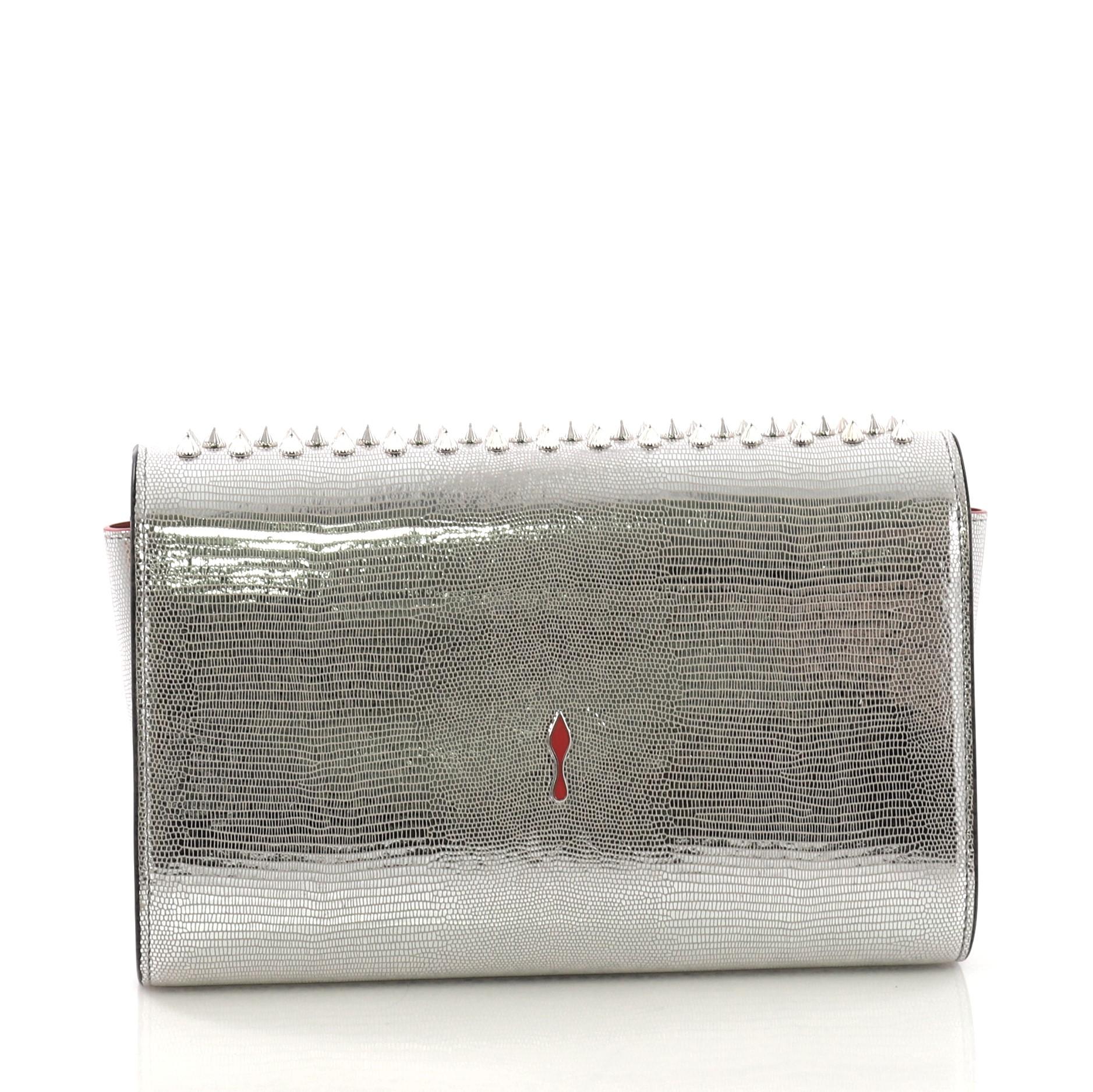 Christian Louboutin Paloma Clutch Spiked Leather In Excellent Condition In NY, NY