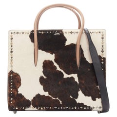 CHRISTIAN LOUBOUTIN Paloma Large brown cow print pony hair studded tote bag