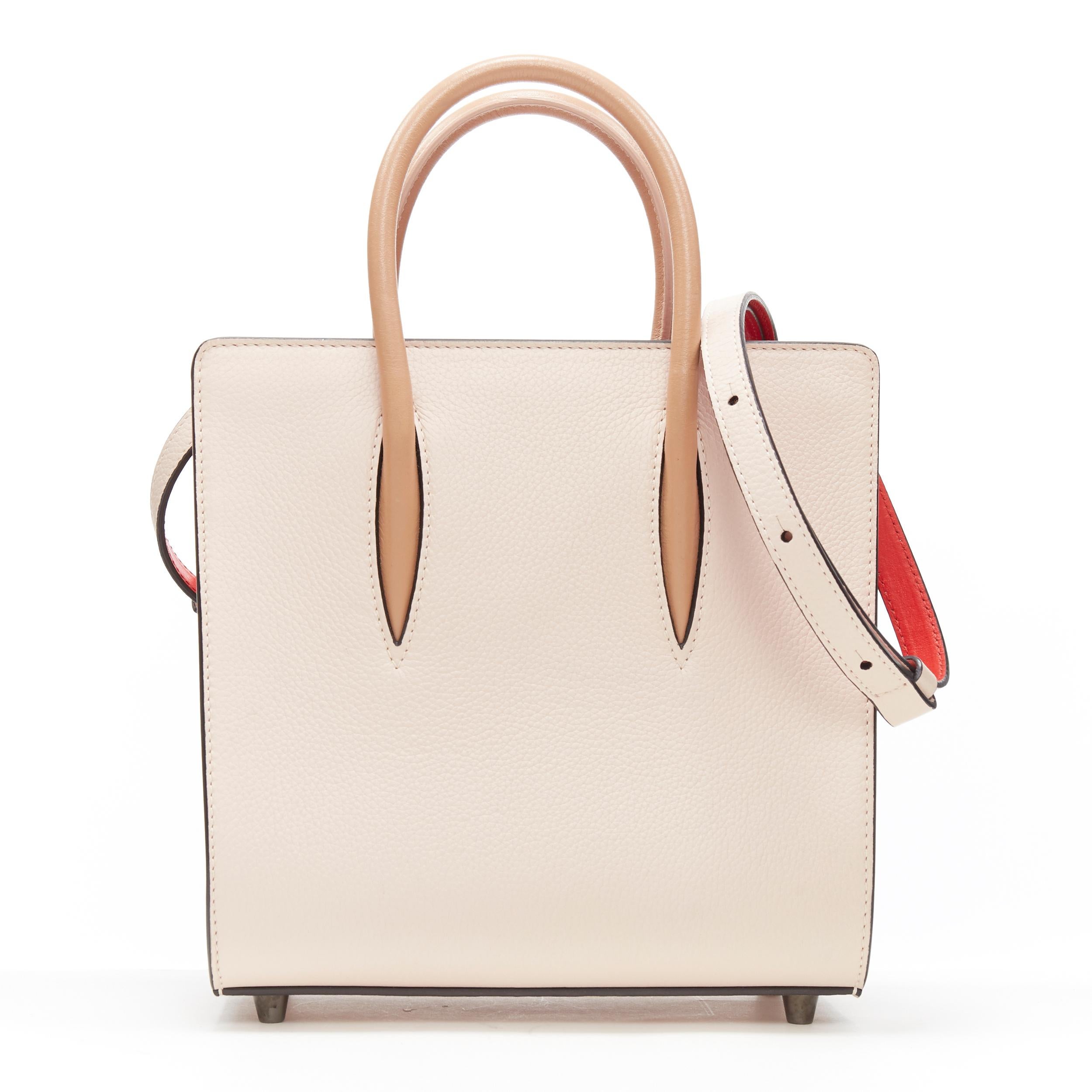 CHRISTIAN LOUBOUTIN Paloma Small pale pink studded nude patent shoulder tote bag
Brand: Christian Louboutin
Designer: Christian Louboutin
Model Name / Style: Paloma
Material: Leather
Color: Pink
Pattern: Solid
Extra Detail:  Feature Adjustable