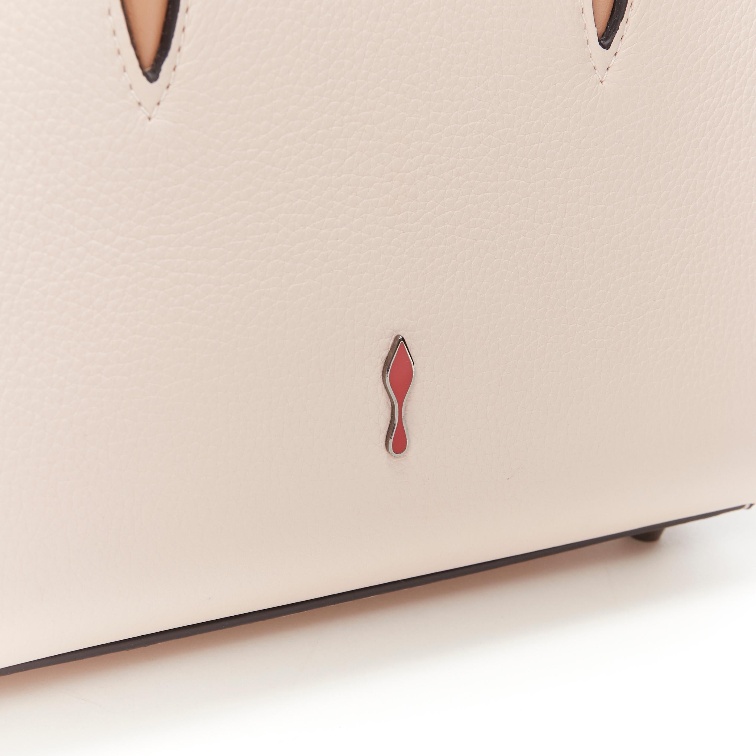 Women's CHRISTIAN LOUBOUTIN Paloma Small pale pink studded nude patent shoulder tote bag