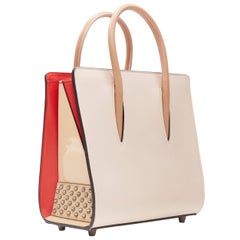 CHRISTIAN LOUBOUTIN Paloma Small pale pink studded nude patent shoulder tote bag