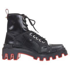 CHRISTIAN LOUBOUTIN Panaroot Dune 40 black canvas platform ankle boots EU43 US10