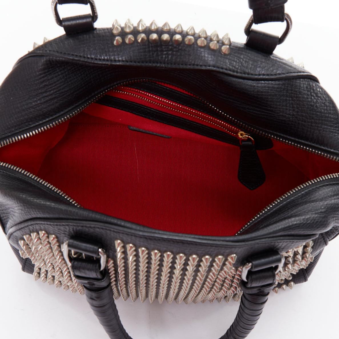 CHRISTIAN LOUBOUTIN Panettone black leather silver spike stud bowling bag 4