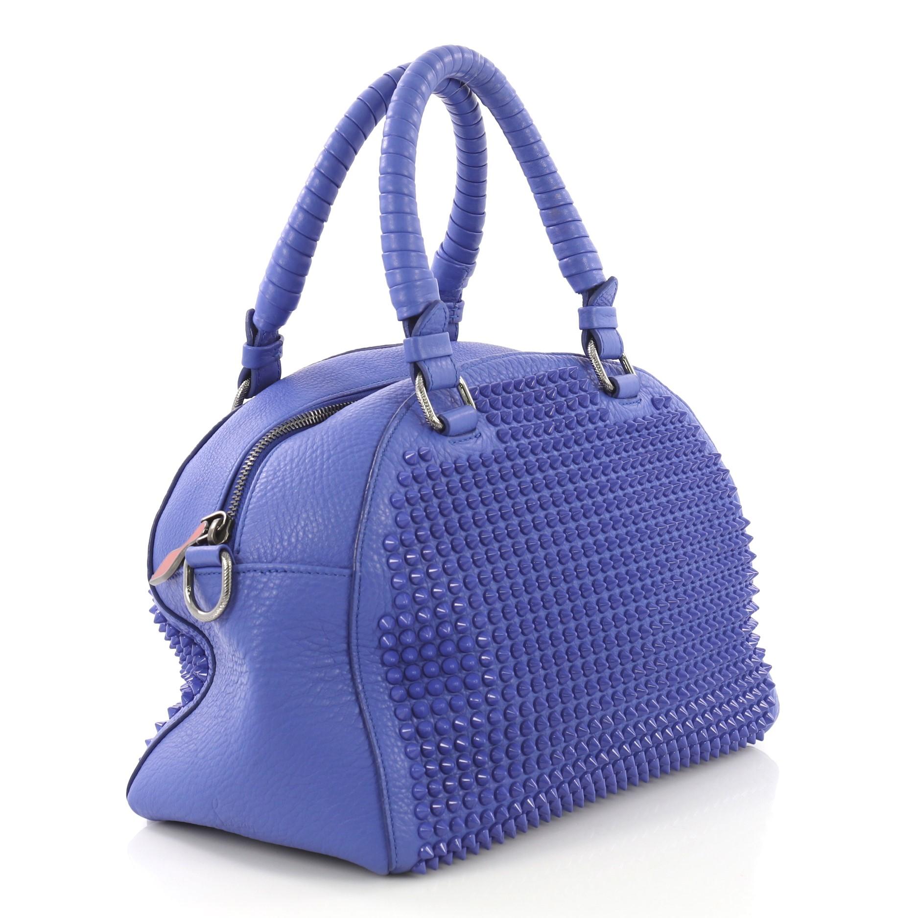 Purple Christian Louboutin Panettone Convertible Satchel Spiked Leather Small
