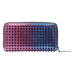 CHRISTIAN LOUBOUTIN Panettone purple blue red metallic ombre leather stud wallet