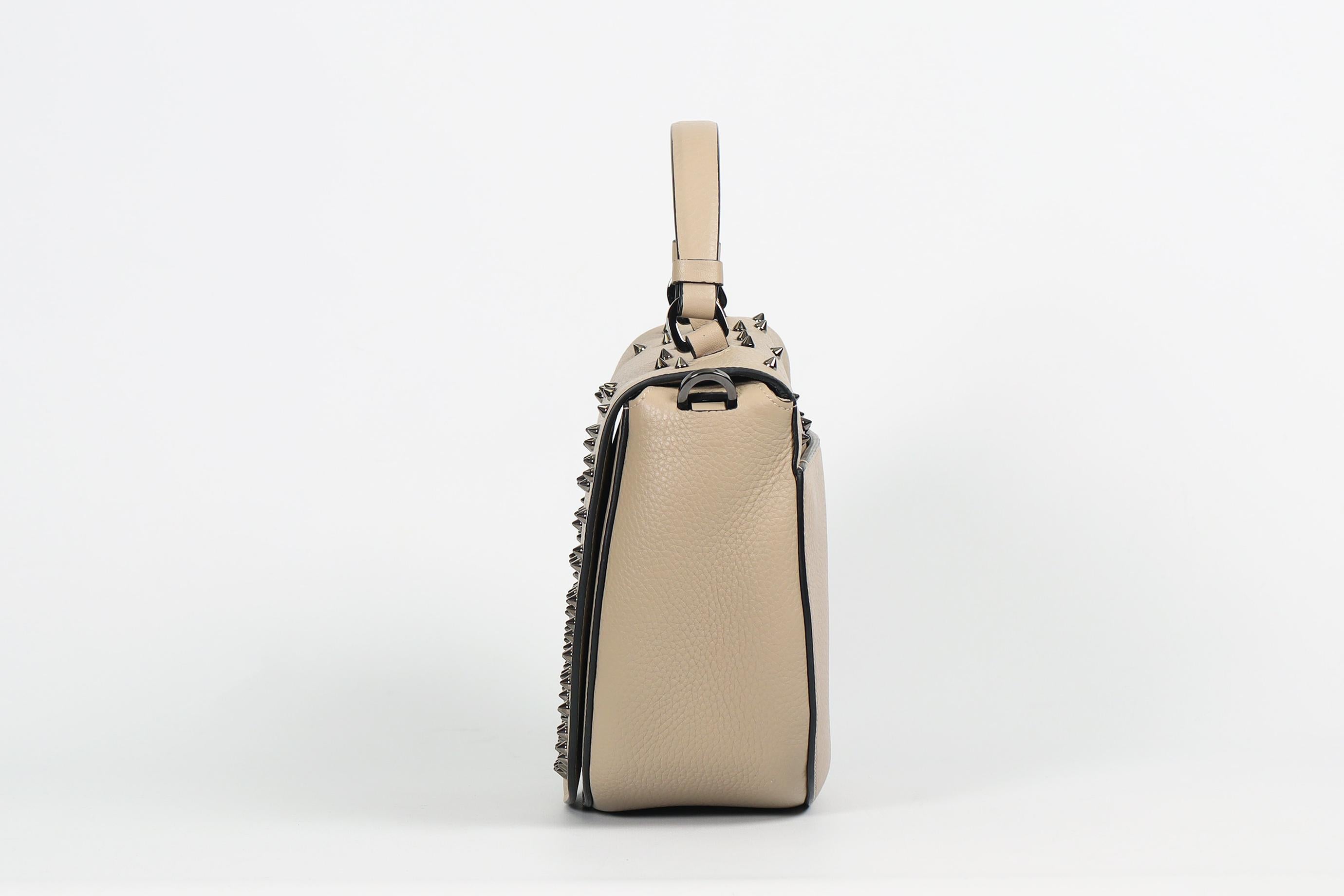 Women's Christian Louboutin Panettone Spiked Leather Shoulder Bag For Sale