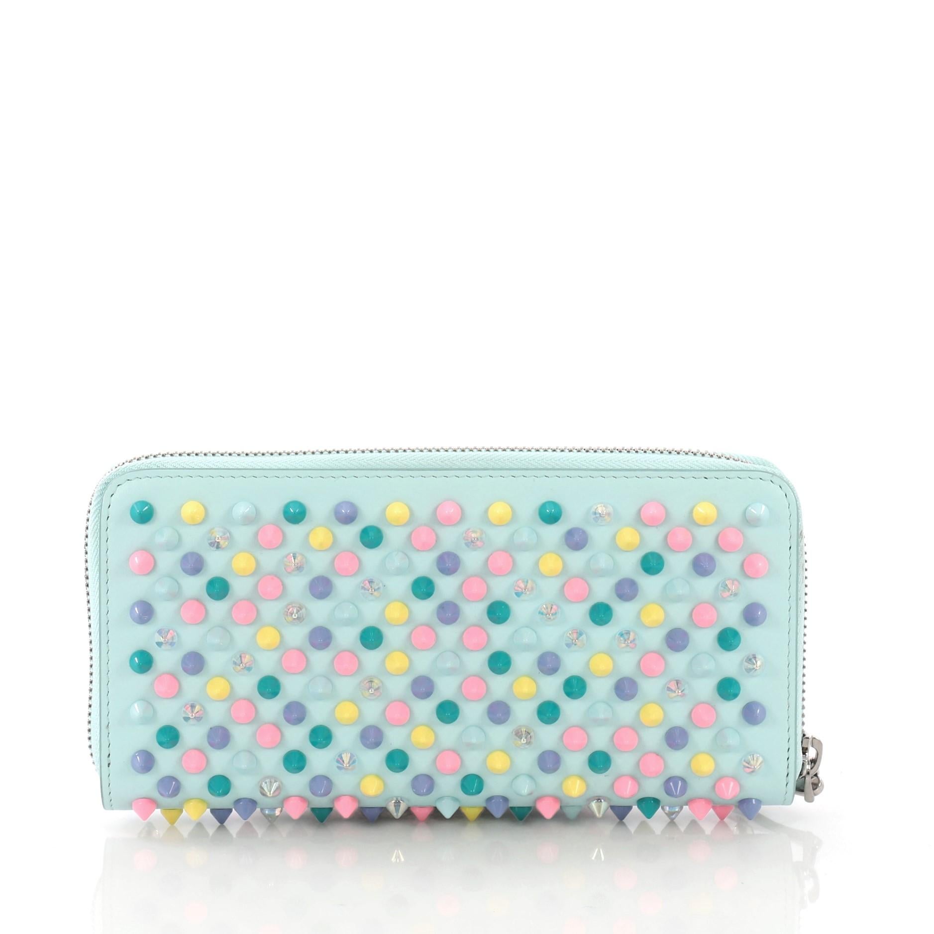 Christian Louboutin Panettone Wallet Spiked Leather In Good Condition In NY, NY