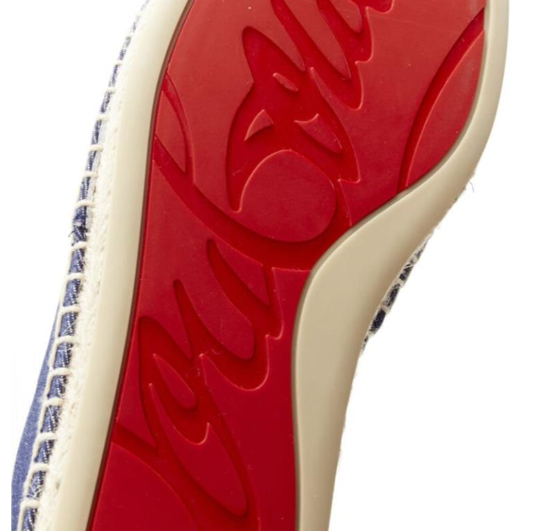 CHRISTIAN LOUBOUTIN Papiougomme alpargatas con borla y tachuelas de tela vaquera azul EU42 en venta 5