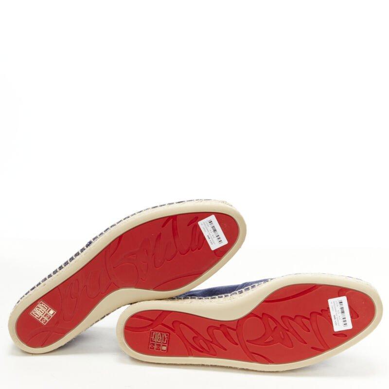 CHRISTIAN LOUBOUTIN Papiougomme blue denim stud tassel espadrille shoes EU42 For Sale 6