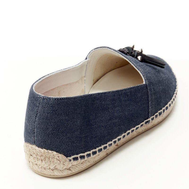 CHRISTIAN LOUBOUTIN Papiougomme blue denim stud tassel espadrille shoes EU42 For Sale 3