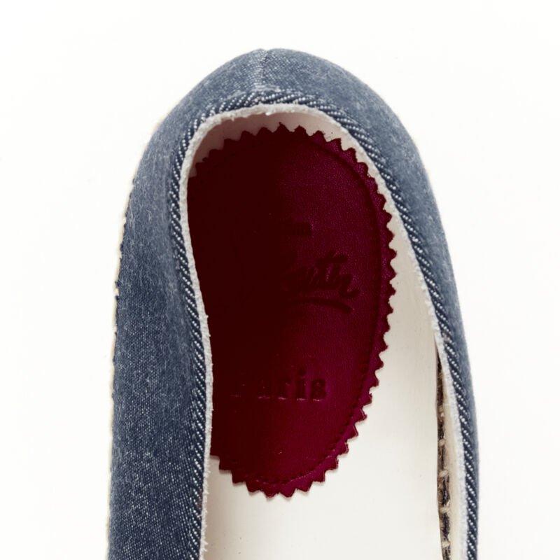 CHRISTIAN LOUBOUTIN Papiougomme blue denim stud tassel espadrille shoes EU42 For Sale 4