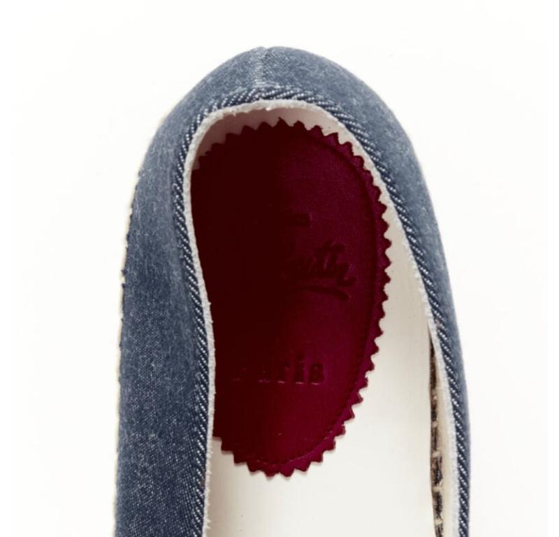 CHRISTIAN LOUBOUTIN Papiougomme alpargatas con borla y tachuelas de tela vaquera azul EU42 en venta 4