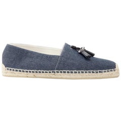CHRISTIAN LOUBOUTIN Papiougomme - Chaussures espadrilles en denim bleu avec clous et pompons EU42