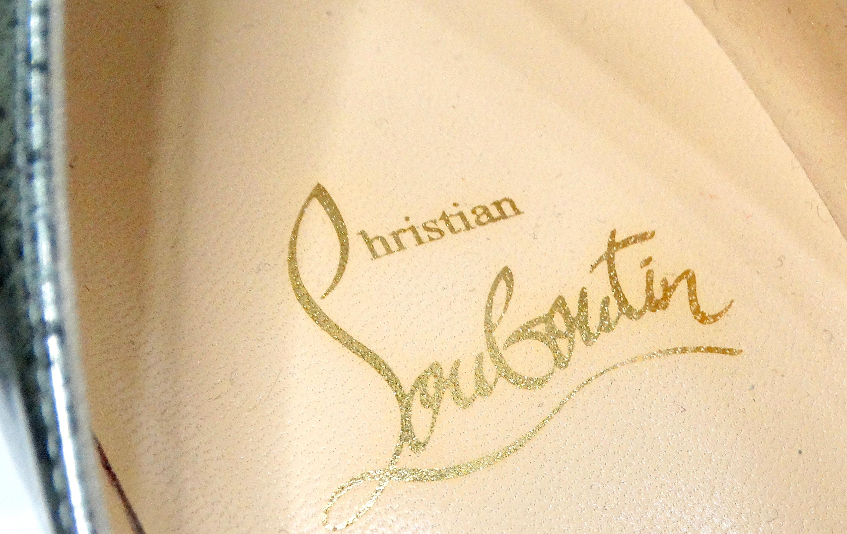 Women's Christian Louboutin Paris Map Metallic Patent Leather Decolette Stiletto Pumps For Sale
