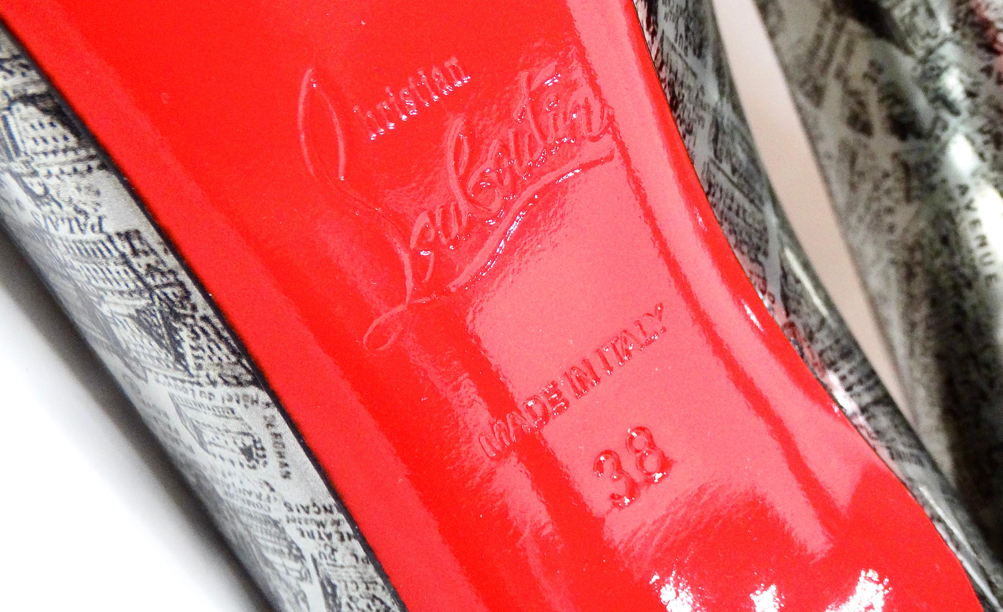 Christian Louboutin Paris Map Metallic Patent Leather Decolette Stiletto Pumps For Sale 4