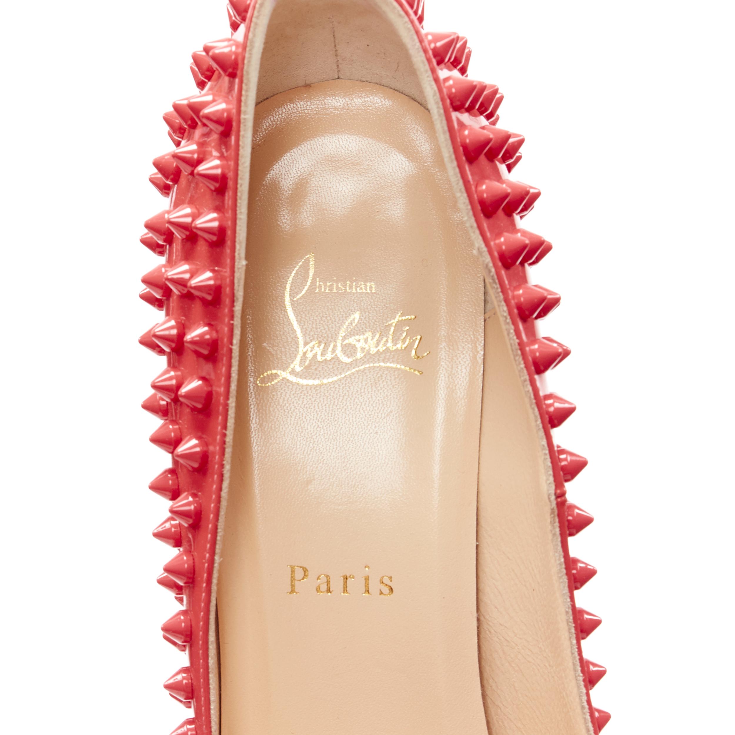 CHRISTIAN LOUBOUTIN pastel pink patent spike allover stud pigalle pump EU39.5 3