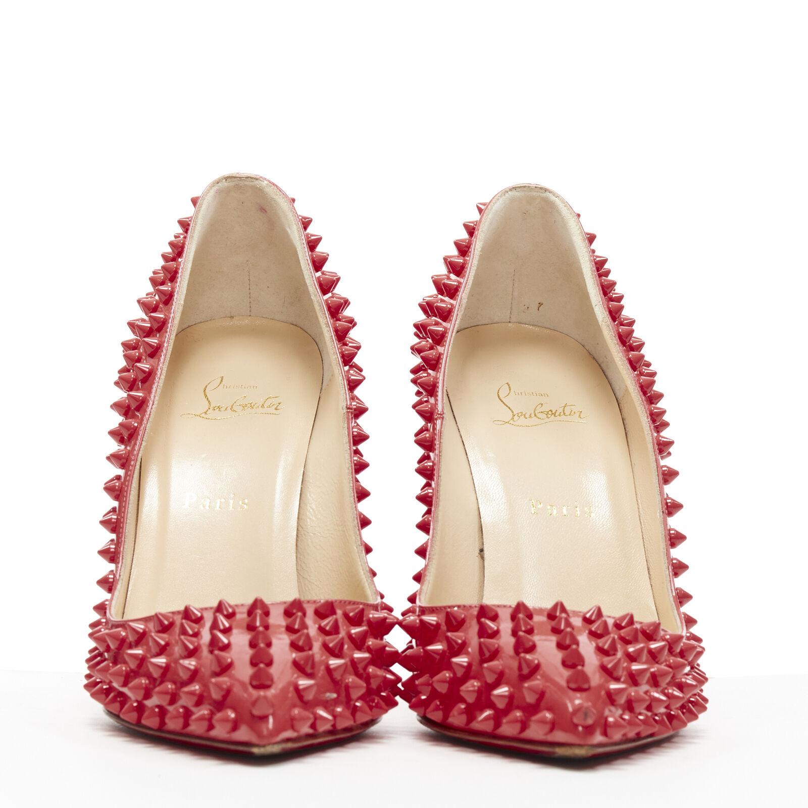 Pink CHRISTIAN LOUBOUTIN pastel pink patent spike allover stud pigalle pump EU39.5 For Sale