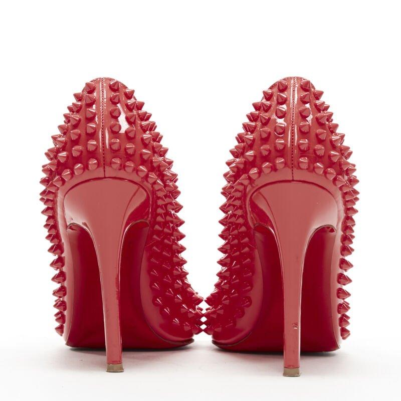 Women's CHRISTIAN LOUBOUTIN pastel pink patent spike allover stud pigalle pump EU39.5 For Sale