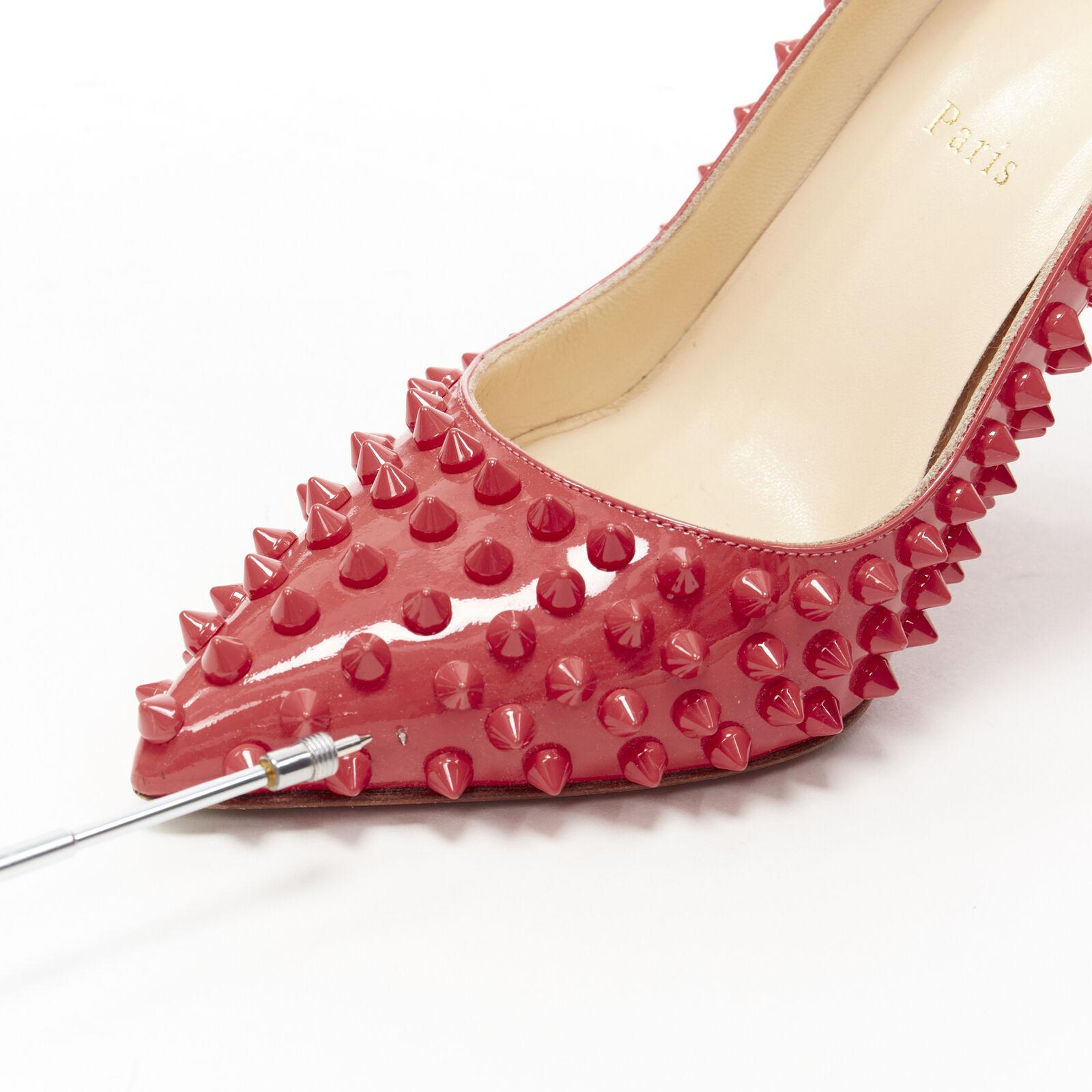 CHRISTIAN LOUBOUTIN pastel pink patent spike allover stud pigalle pump EU39.5 For Sale 4