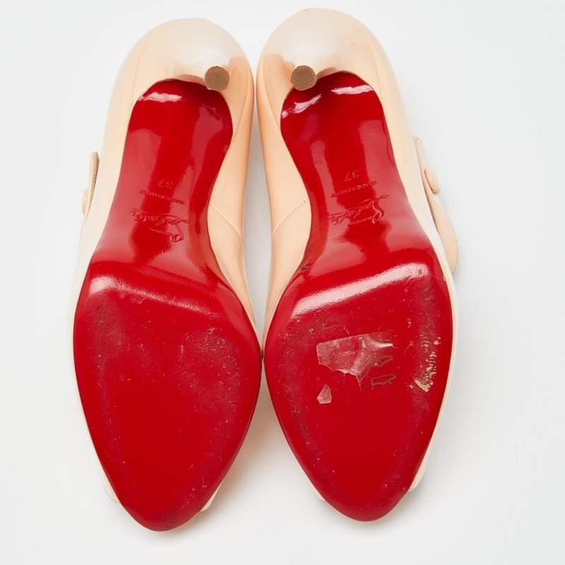 Christian Louboutin Patent Leather Alta Mary Jane Platform Peep Toe Pumps 37 For Sale 1